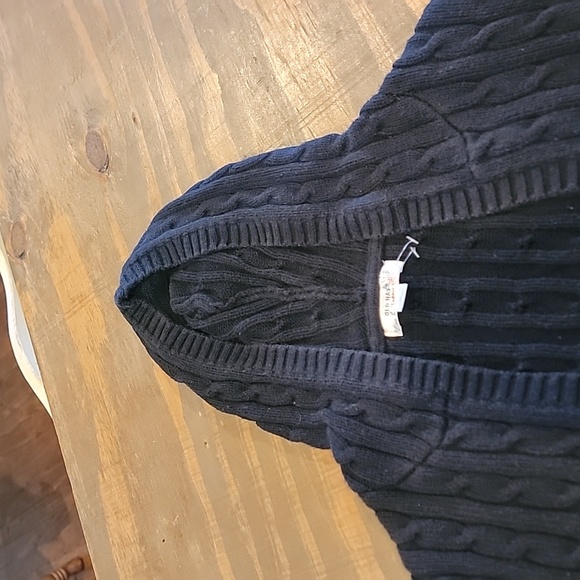 ladies large old navy sweater w hood  navy blue w red deer - Picture 4 of 5